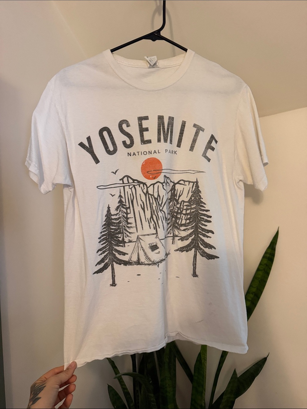 Fruit of the Loom White Yosemite Graphic Tee with Orange Accent